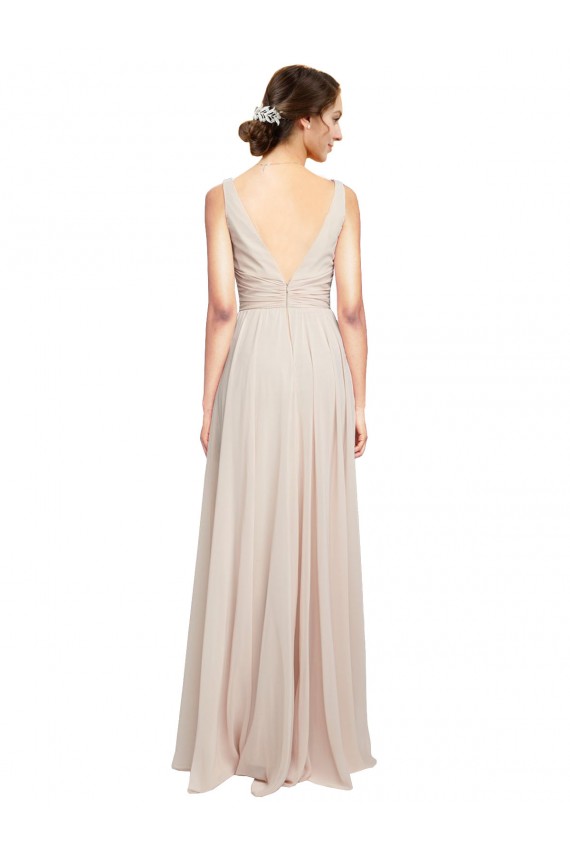 Cream Pink V-Neck Sleeveless A-Line Formal Dress / Bridesmaid Dress Townsville
