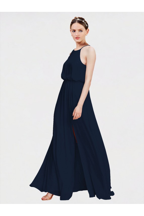 Dark Navy Halter Neck Sleeveless A-Line Formal Dress / Bridesmaid Dress Townsville