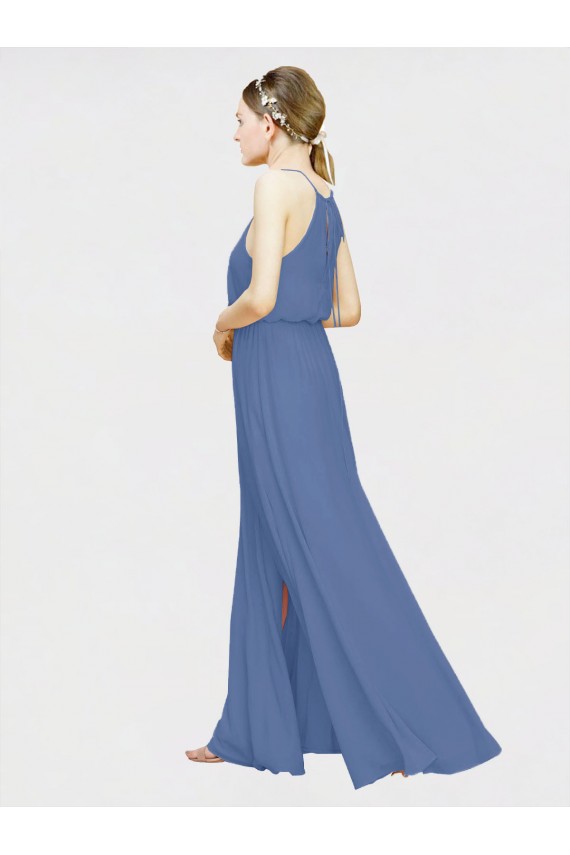 Dark Navy Halter Neck Sleeveless A-Line Formal Dress / Bridesmaid Dress Townsville
