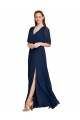 Dark Navy V-Neck Flutter Sleeves A-Line Bridesmaid Dress / Formal Dress Townsville