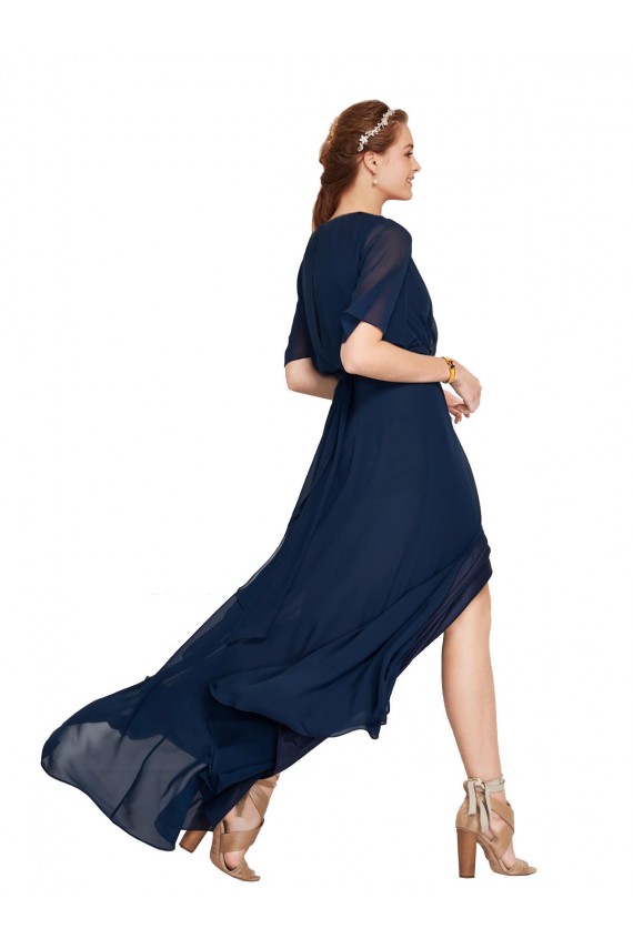 Dark Navy V-Neck Flutter Sleeves A-Line Bridesmaid Dress / Formal Dress Townsville