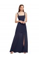 Dark Navy Square Neck Sleeveless A-Line Bridesmaid Dress / Evening Dress Townsville
