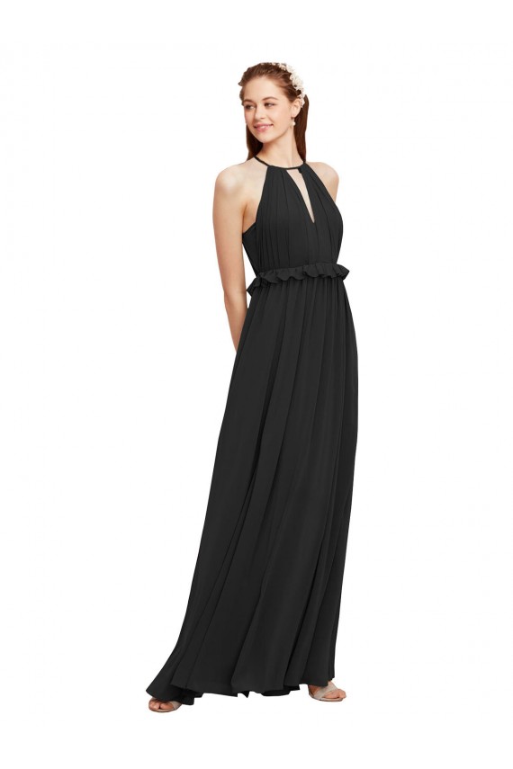 Black Halter Neck Sleeveless Keyhole Back Sheath Bridesmaid Dress Townsville