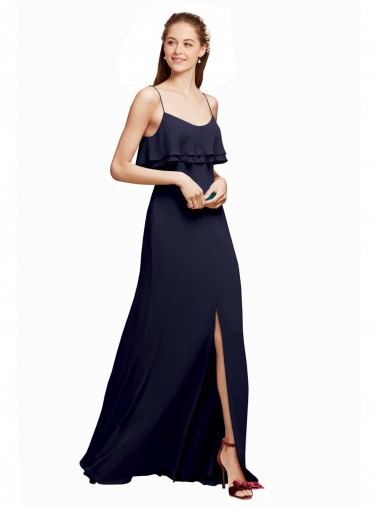 Dark Navy Scoop Neck Sleeveless V-Back A-Line Bridesmaid Dress Townsville