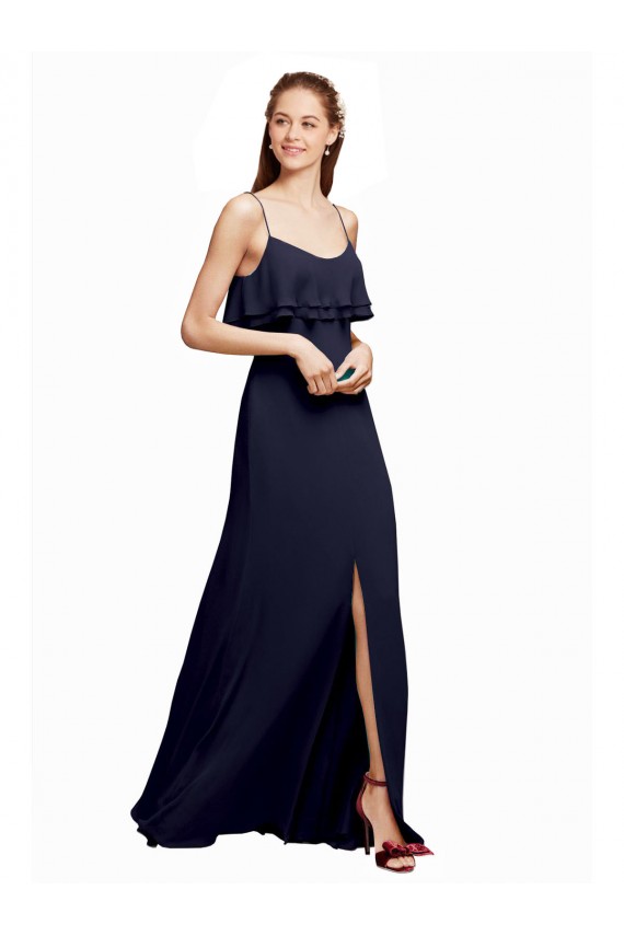 Dark Navy Scoop Neck Sleeveless V-Back A-Line Bridesmaid Dress Townsville
