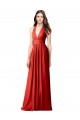 Red V-Neck Sleeveless Open Back A-Line Bridesmaid Dress / Formal Dress Townsville