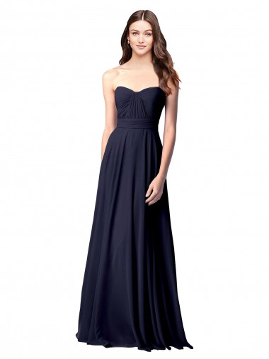 Dark Navy Strapless Sleeveless Open Back A-Line Evening Dress / Bridesmaid Dress Townsville