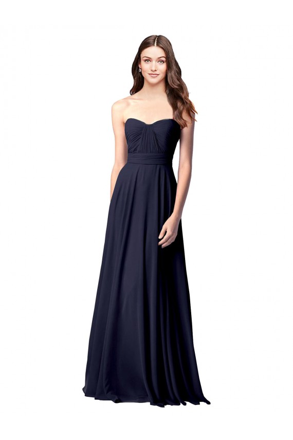 Dark Navy Strapless Sleeveless Open Back A-Line Evening Dress / Bridesmaid Dress Townsville
