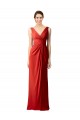 Red V-Neck Sleeveless V-Back Sheath Bridesmaid Dress Townsville
