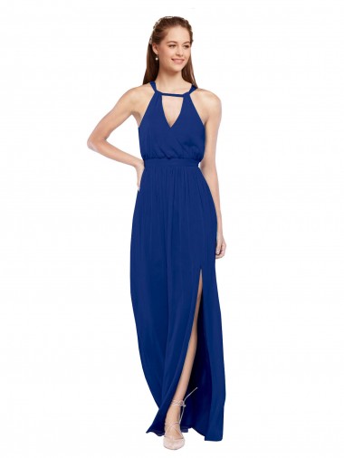 Royal Blue High Neck Sleeveless A-Line Bridesmaid Dress Townsville