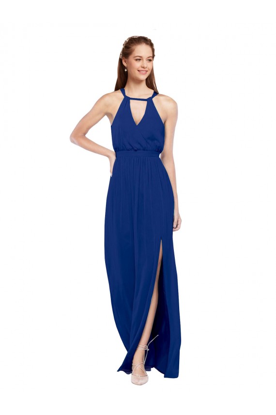 Royal Blue High Neck Sleeveless A-Line Bridesmaid Dress Townsville