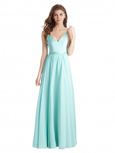 Waterfall V-Neck Sleeveless V-Back A-Line Bridesmaid Dress Townsville