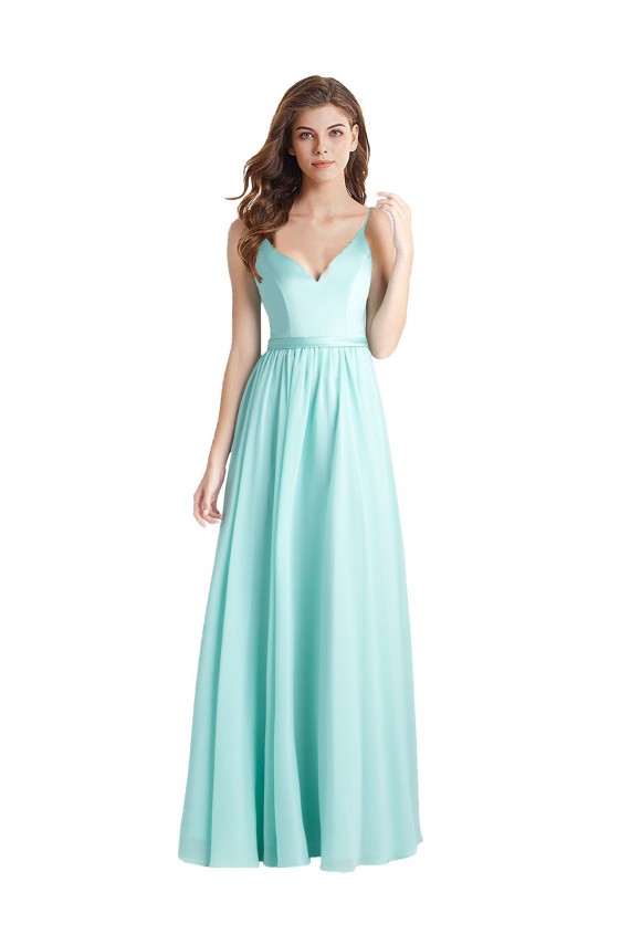Waterfall V-Neck Sleeveless V-Back A-Line Bridesmaid Dress Townsville