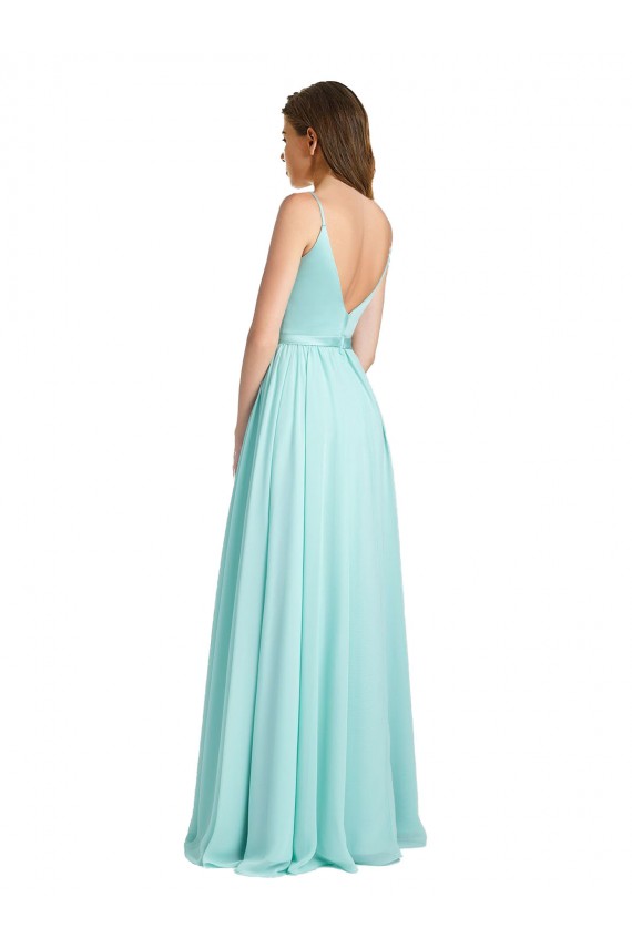 Waterfall V-Neck Sleeveless V-Back A-Line Bridesmaid Dress Townsville