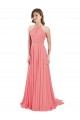 Watermelon Halter Neck Sleeveless Open Back A-Line Bridesmaid Dress / Evening Dress Townsville