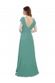 Icelandic Silver V-Neck Cap Sleeves V-Back A-Line Formal Dress / Bridesmaid Dress Townsville