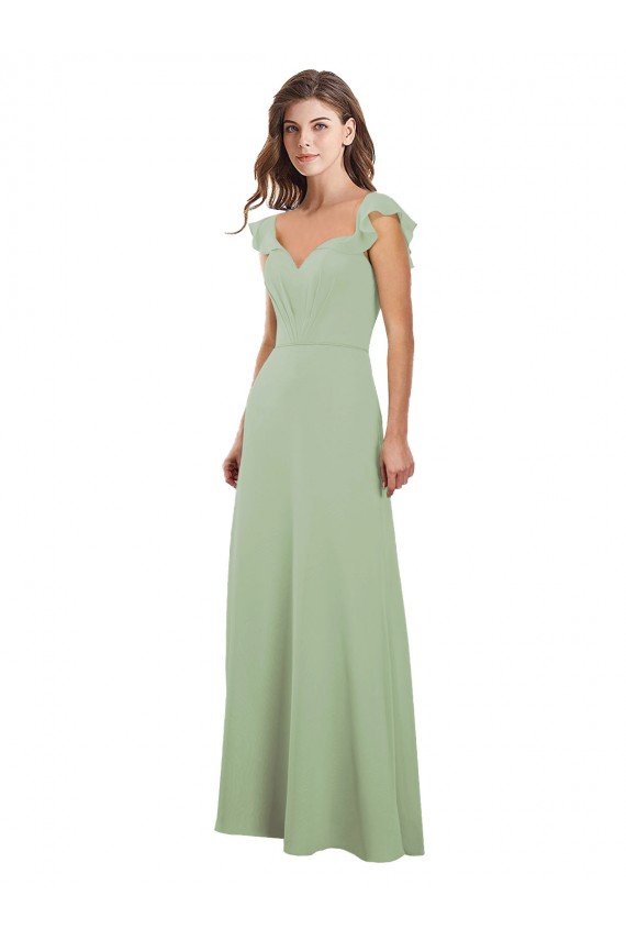 Smoke Green Sweetheart Cap Sleeves Low Back A-Line Bridesmaid Dress / Formal Dress Townsville