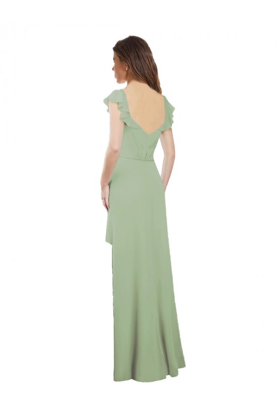Smoke Green Sweetheart Cap Sleeves Low Back A-Line Bridesmaid Dress / Formal Dress Townsville