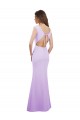 Lilac Round Neck Cap Sleeves Open Back Column Bridesmaid Dress Townsville