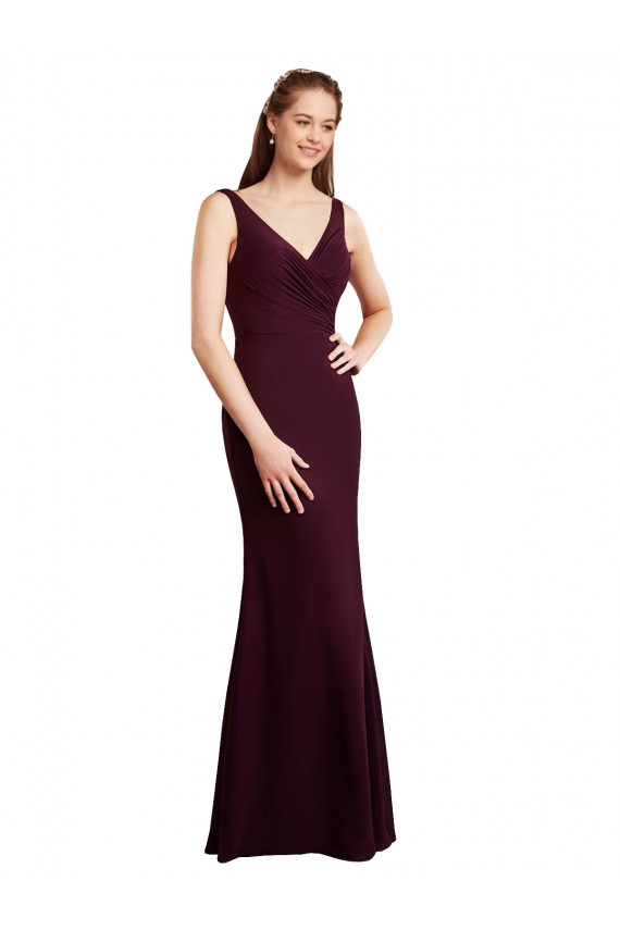 Burgundy Gold V-Neck Sleeveless V-Back Mermaid Bridesmaid Dress Townsville