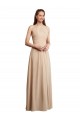 Champagne Halter Neck Sleeveless Low Back A-Line Bridesmaid Dress Townsville