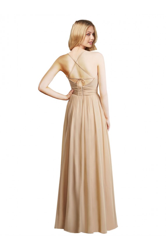 Champagne Sweetheart Sleeveless Open Back A-Line Bridesmaid Dress Townsville