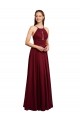 Burgundy Halter Neck Sleeveless Open Back A-Line Bridesmaid Dress / Evening Dress Townsville
