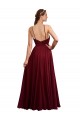 Burgundy Halter Neck Sleeveless Open Back A-Line Bridesmaid Dress / Evening Dress Townsville
