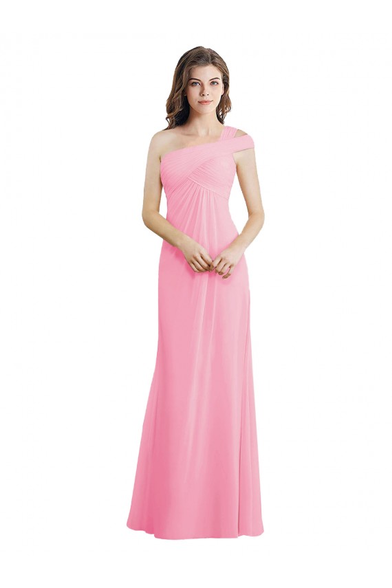 Barely Pink One Shoulder Sleeveless A-Line Bridesmaid Dress Townsville