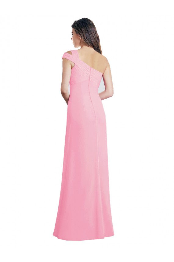 Barely Pink One Shoulder Sleeveless A-Line Bridesmaid Dress Townsville