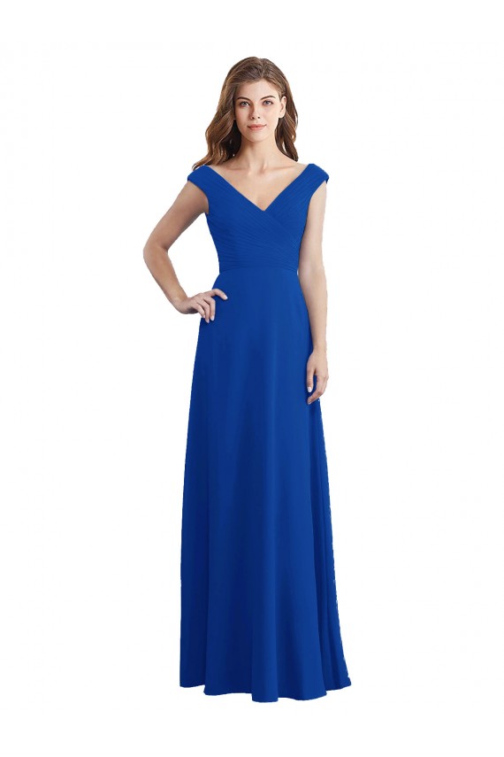 Royal Blue V-Neck Sleeveless A-Line Bridesmaid Dress / Evening Dress Townsville