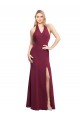 Burgundy Halter Neck Sleeveless Open Back Mermaid Bridesmaid Dress Townsville