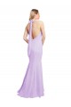 Burgundy Halter Neck Sleeveless Open Back Mermaid Bridesmaid Dress Townsville