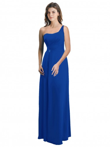 Royal Blue One Shoulder Sleeveless Low Back A-Line Bridesmaid Dress Townsville