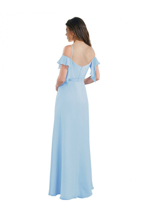 Light Sky Blue Sweetheart Cold Shoulder Low Back A-Line Bridesmaid Dress Townsville
