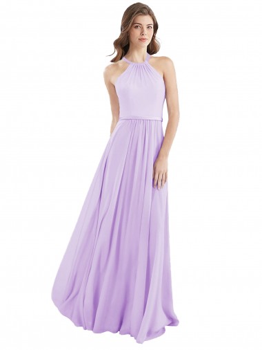 Lilac Halter Neck Sleeveless A-Line Bridesmaid Dress / Evening Dress Townsville