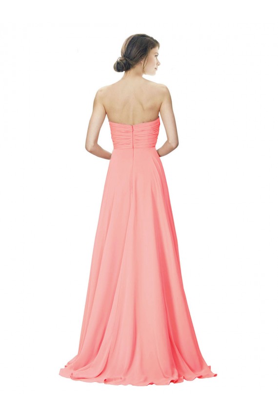 Peach Strapless Sleeveless A-Line Bridesmaid Dress Townsville