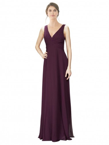 Grape V-Neck Sleeveless A-Line Bridesmaid Gown Townsville