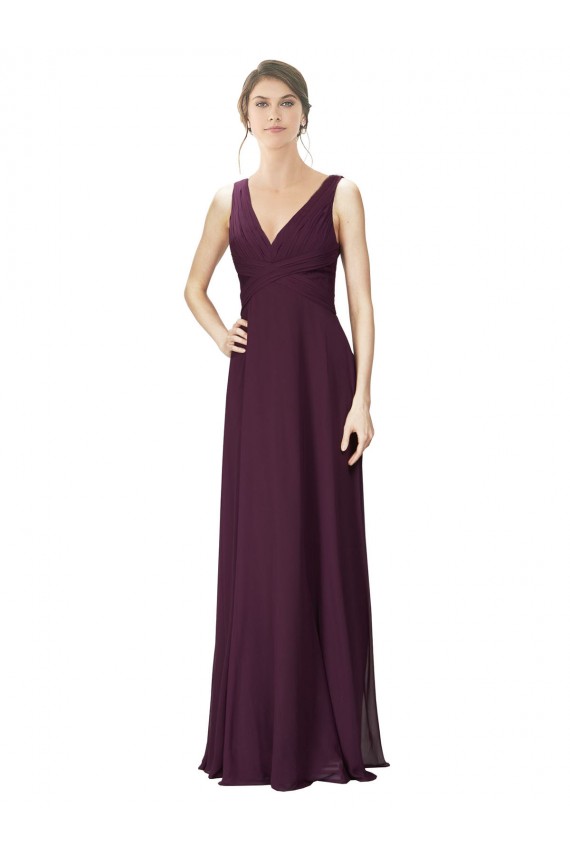 Grape V-Neck Sleeveless A-Line Bridesmaid Gown Townsville