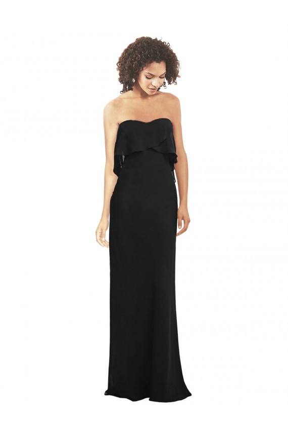 Black Strapless Sleeveless Sheath Bridesmaid Dress Townsville