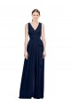 Dark Navy V-Neck Sleeveless A-Line Wedding Party Dress Townsville