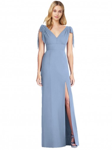 Dusty Blue V-Neck Sleeveless V-Back Mermaid Bridesmaid Dress Townsville