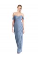 Dusty Blue Off the Shoulder Sleeveless Low Back Mermaid Semi Formal Evening Dress / Bridesmaid Dress Townsville