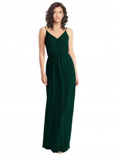 Ever Green V-Neck Sleeveless Low Back A-Line Semi Formal Evening Dress / Bridesmaid Dress Townsville