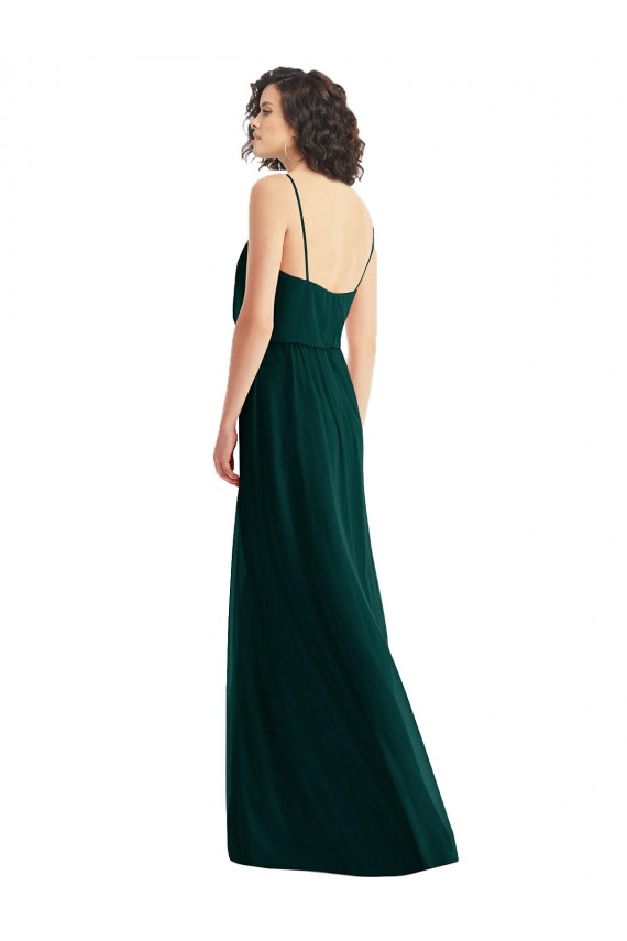 Ever Green V-Neck Sleeveless Low Back A-Line Semi Formal Evening Dress / Bridesmaid Dress Townsville