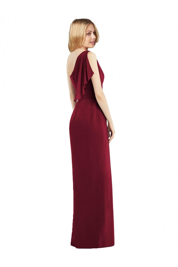 Olive Green One Shoulder Sleeveless Trumpet Bridesmaid Dress Townsville