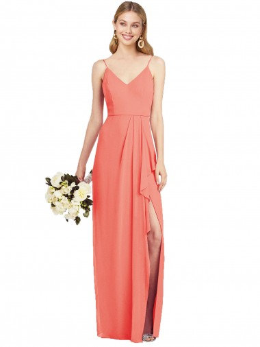 Coral V-Neck Sleeveless Trumpet Formal Dress / Bridesmaid Dress Townsville