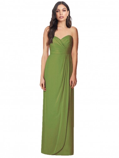 Olive Green Strapless Sleeveless Trumpet Bridesmaid Dress Townsville