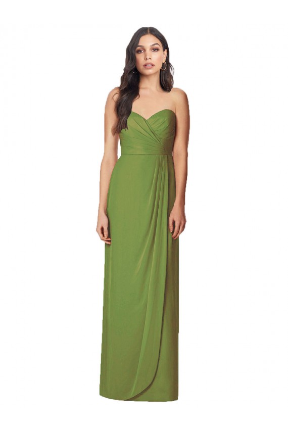 Olive Green Strapless Sleeveless Trumpet Bridesmaid Dress Townsville