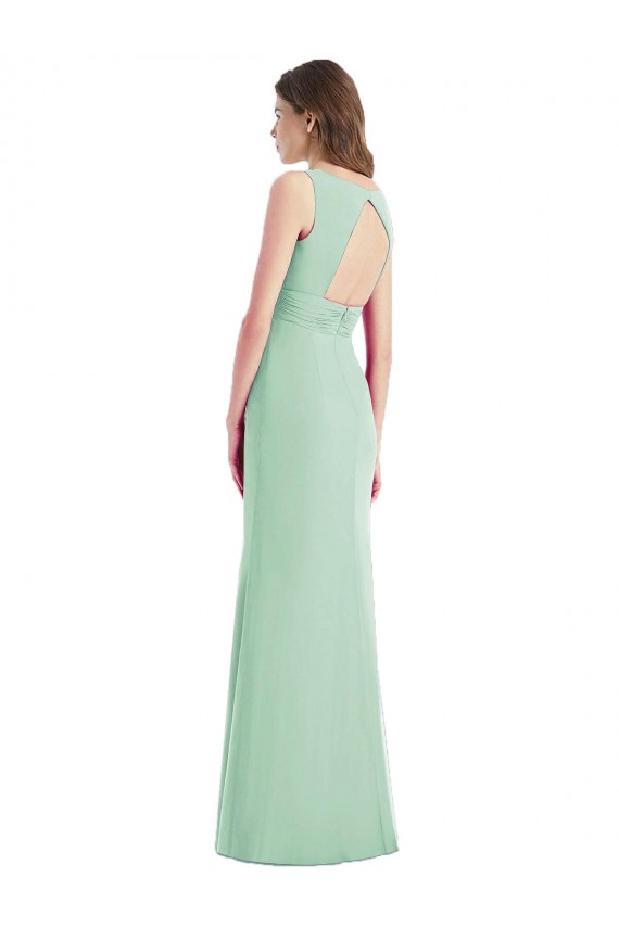 Mint Green V-Neck Sleeveless Open Back Trumpet Bridesmaid Dress / Evening Dress Townsville